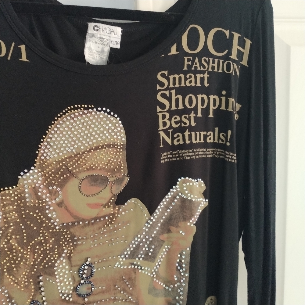CHAGALL Vintage Bedazzled Top XL The Scene of the Ordinaries - Picture 4 of 12